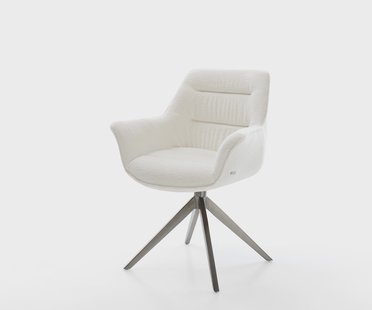 DELIFE Draaistoel Kaira-Flex bouclé zacht beige kruisframe breed grafiet 360° draaibaar rocker-functie