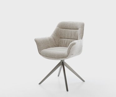 DELIFE Draaistoel Kaira-Flex geweven stof beige kruisframe breed grafiet 360° draaibaar rocker-functie