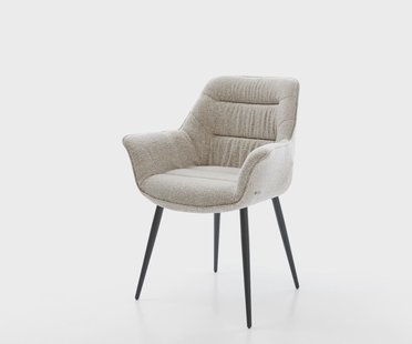 DELIFE Eetkamerstoel Kaira-Flex geweven stof beige 4-poot conisch zwart