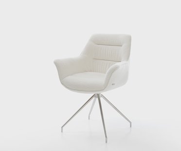 DELIFE Eetkamerstoel Kaira-Flex bouclé zacht beige kruisframe conisch roestvrij staal