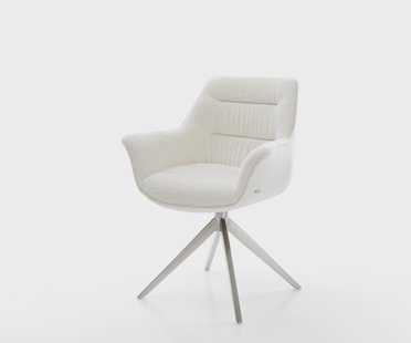 DELIFE Draaistoel Kaira-Flex bouclé zacht beige kruisframe breed roestvrij staal 360° draaibaar rocker-functie