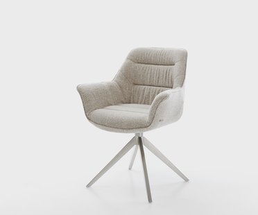 DELIFE Draaistoel Kaira-Flex geweven stof beige kruisframe breed roestvrij staal 360° draaibaar rocker-functie