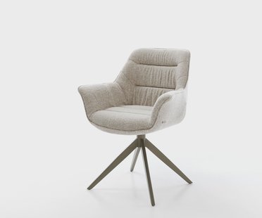 DELIFE Draaistoel Kaira-Flex geweven stof beige kruisframe breed afwerking met titanium 360° draaibaar rocker-functie