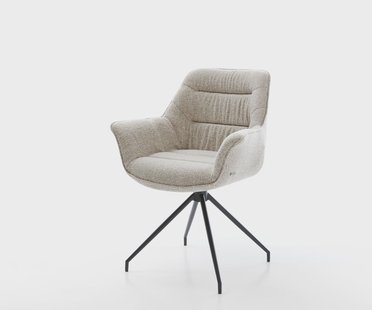 DELIFE Eetkamerstoel Kaira-Flex geweven stof beige kruisframe conisch zwart