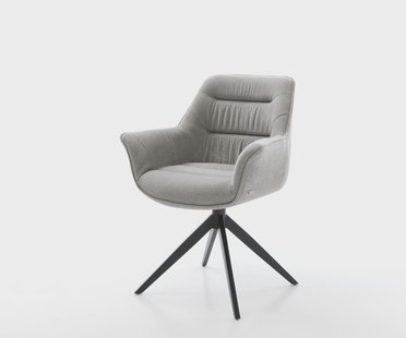 DELIFE Draaistoel Kaira-Flex zachte stof met structuur grijs kruisframe breed zwart 360° draaibaar rocker-functie