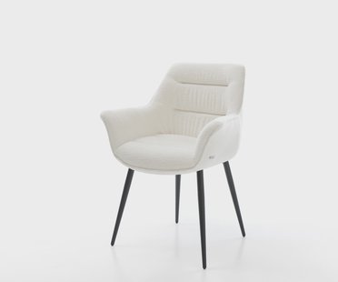 DELIFE Eetkamerstoel Kaira-Flex bouclé zacht beige 4-poot conisch zwart