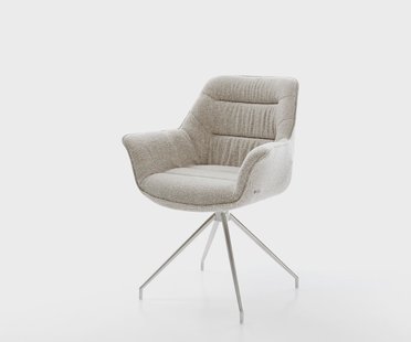 DELIFE Eetkamerstoel Kaira-Flex geweven stof beige kruisframe conisch roestvrij staal