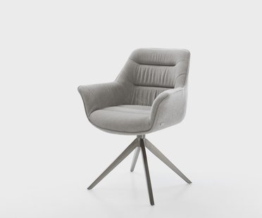 DELIFE Draaistoel Kaira-Flex zachte stof met structuur grijs kruisframe breed grafiet 360° draaibaar rocker-functie