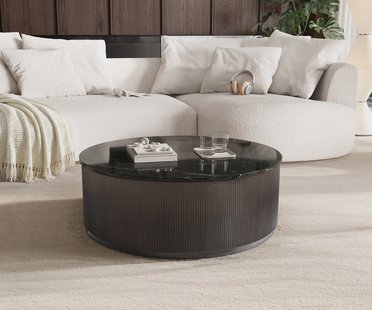 DELIFE Salontafel Fiorano 90x90 cm marmer zwart zilver metaal Black Antique