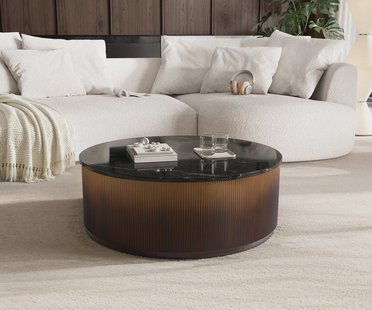 DELIFE Salontafel Fiorano 90x90 cm marmer zwart zilver metaal goud fusion afwerking
