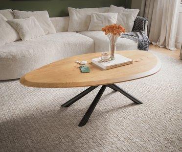 DELIFE Salontafel Edge Organisch 140x76 cm Eiken naturel Flow-Edge Sarity Metaal Zwart