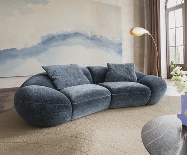 DELIFE 2-zitsbank Lunna 280x170 cm Chenille Blauw 2 kussens
