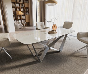 DELIFE Eettafel Edge boot 200x100 cm keramiek Onyx Champagne Spider platstaal roestvrij staal grafiet