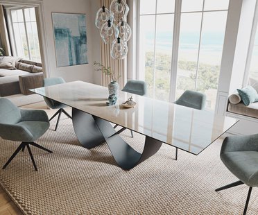 DELIFE Eettafel Edge 200-300x100 cm keramiek Onyx Champagne Infinity metaal zwart uittrekbaar