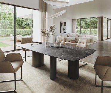 DELIFE Eettafel Edge Boot 260x120 cm Keramiek Laminam® Nero Greco Anthrazit Troa Metaal Zwart