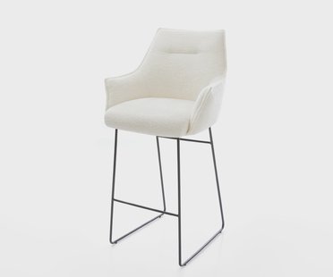 DELIFE Barstoel Alja-Flex Bouclé zacht Beige Sledeonderstel metaal zwart Zwart Pocketvering