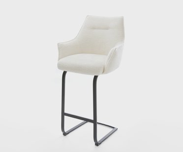 DELIFE Barstoel Alja-Flex Bouclé zacht Beige Vrijkantelframe plat metaal Zwart Pocketvering
