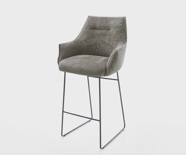 DELIFE Barstoel Alja-Flex Bouclé zacht Mud Sledeonderstel metaal zwart Zwart Pocketvering