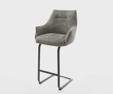 DELIFE Barstoel Alja-Flex Bouclé zacht Mud Vrijkantelframe plat metaal Zwart Pocketvering