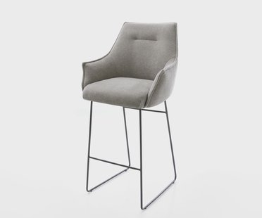 DELIFE Barstoel Alja-Flex Zachte stof met structuur Grijs Sledeonderstel metaal zwart Zwart Pocketvering