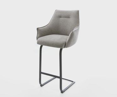 DELIFE Barstoel Alja-Flex Zachte stof met structuur Grijs Vrijkantelframe plat metaal Zwart Pocketvering