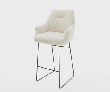 DELIFE Barstoel Alja-Flex Teddystof Beige Sledeonderstel metaal zwart Zwart Pocketvering