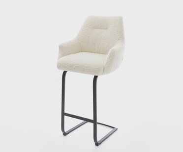 DELIFE Barstoel Alja-Flex Teddystof Beige Vrijkantelframe plat metaal Zwart Pocketvering
