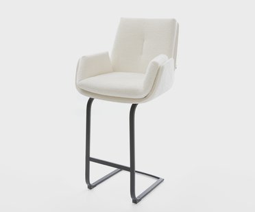DELIFE Barstoel Clea-Flex Bouclé zacht Beige Vrijkantelframe plat metaal Zwart