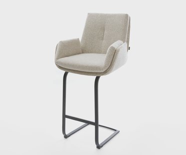DELIFE Barstoel Clea-Flex Zachte Geweven stof Beige Vrijkantelframe plat metaal Zwart