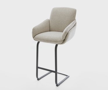 DELIFE Barstoel Luan-Flex Zachte Geweven stof Beige Vrijkantelframe plat metaal Zwart