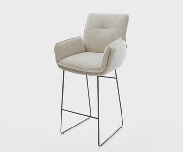 DELIFE Barstoel Nela-Flex Zachte Geweven stof Beige Sledeonderstel metaal zwart Zwart