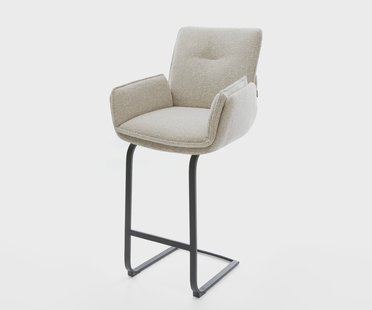 DELIFE Barstoel Nela-Flex Zachte Geweven stof Beige Vrijkantelframe plat metaal Zwart