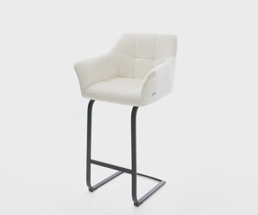 DELIFE Barstoel Yulo-Flex Bouclé zacht Beige Vrijkantelframe plat metaal Zwart