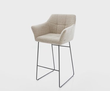 DELIFE Barstoel Yulo-Flex Zachte Geweven stof Beige Sledeonderstel metaal zwart Zwart