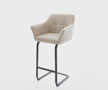 DELIFE Barstoel Yulo-Flex Zachte Geweven stof Beige Vrijkantelframe plat metaal Zwart