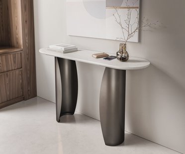 DELIFE Consoletafel Solena 135x40 cm marmer wit metaal zwart antiek