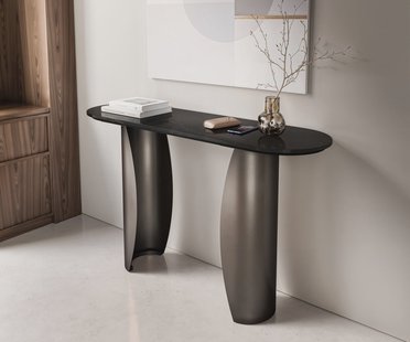 DELIFE Consoletafel Solena 135x40 cm marmer zwart zilver metaal zwart antiek
