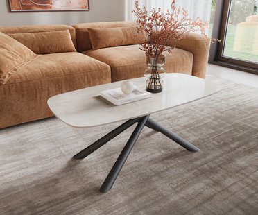 DELIFE Salontafel Edge bootvormig 100x50 cm keramiek Onyx Champagne Sarity metaal zwart