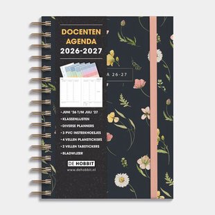 Docentenagenda 2026-2027 A5 Aquarel Wilde Bloemetjes