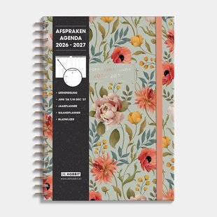 Afsprakenagenda 2026-2027 A4 Vintage Bloemen