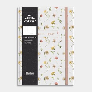 Agenda 2026-2027 A4 Aquarel Bloemetjes