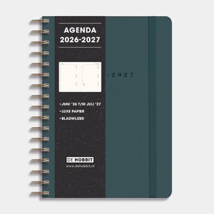Luxe Ringband Schoolagenda 2026-2027 A5 Suedelook Petrolblauw