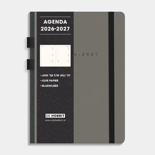 Luxe Schoolagenda 2026-2027 A5 Suedelook Antraciet