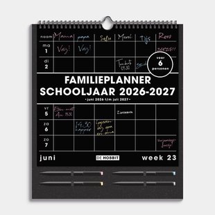 Familieplanner Markers 2026-2027 A3+ Zwart