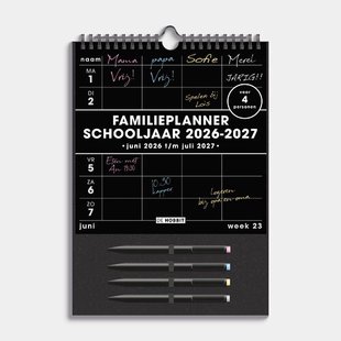 Familieplanner Markers 2026-2027 A4+ Zwart