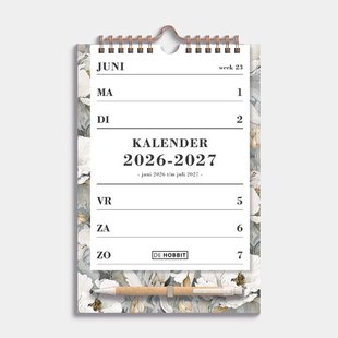 Spiraalkalender Schooljaar 2026-2027 A5 Witte Pioenrozen