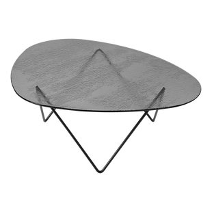 Gubi Pedrera salontafel - mat zwart - gestructureerd rookkleurig glas