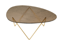 Gubi Pedrera salontafel - messing - gestructureerd brons glas