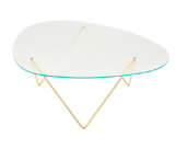 Gubi Pedrera salontafel - messing - gestructureerd transparant Glas