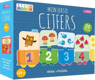 Puzzeltrein 20 stukjes en boek - Mijn eerste cijfers
